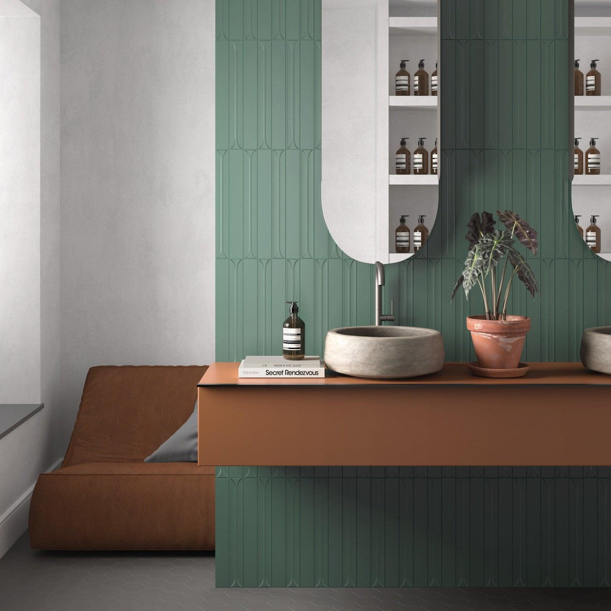 Architectural Format Hopp Green Matt 5x40-Tiles-Delforno