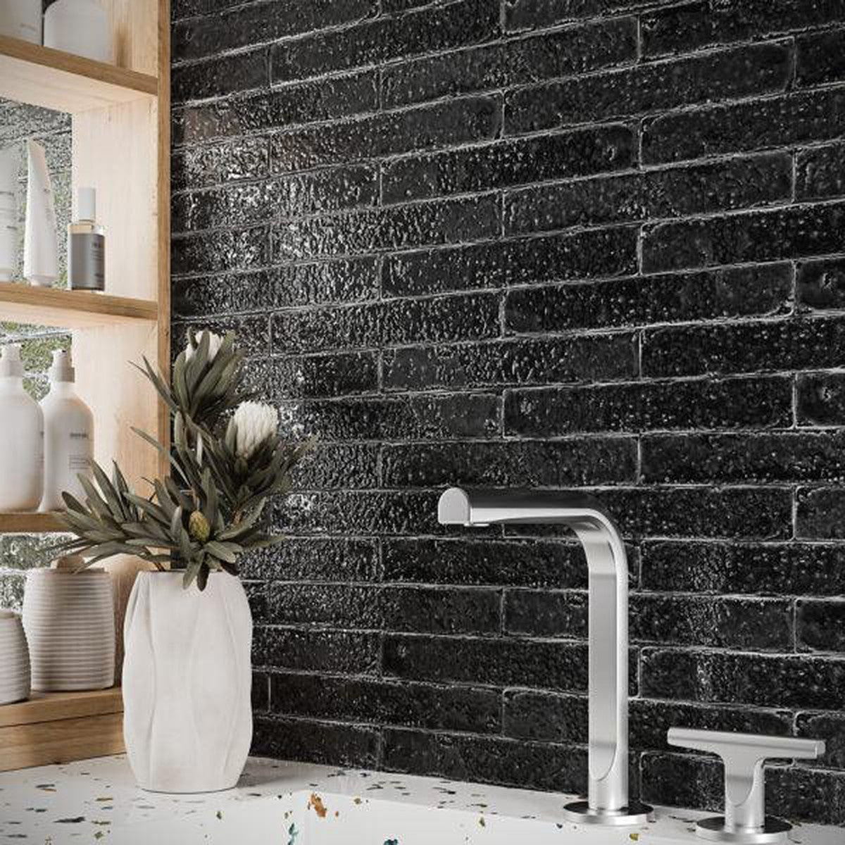 Small Format Coal Black Tiles-Tiles-Delforno