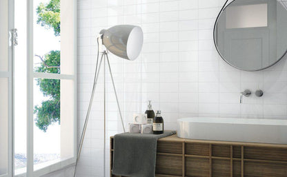 Flat Subway Collection: Gloss White 10x20-Tiles-Delforno