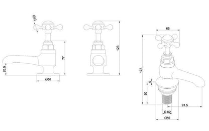 Stafford Quarter Turn Long Nose Basin Pillar Taps STA12QT-Sanitaryware-Delforno