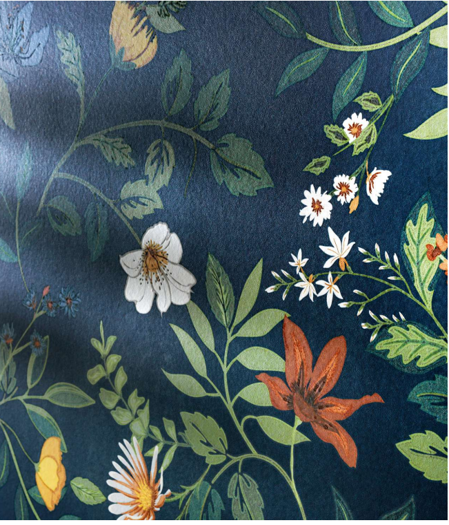 Wonderwall Botanicals : Tiffany Blossom Azul Tiles 60 x 120-Tiles-Delforno